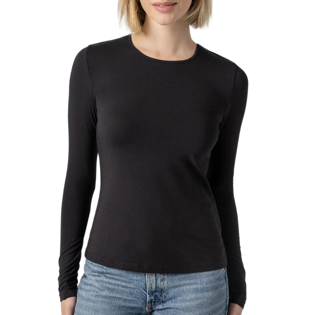 Long Sleeve Crew Tee in Black