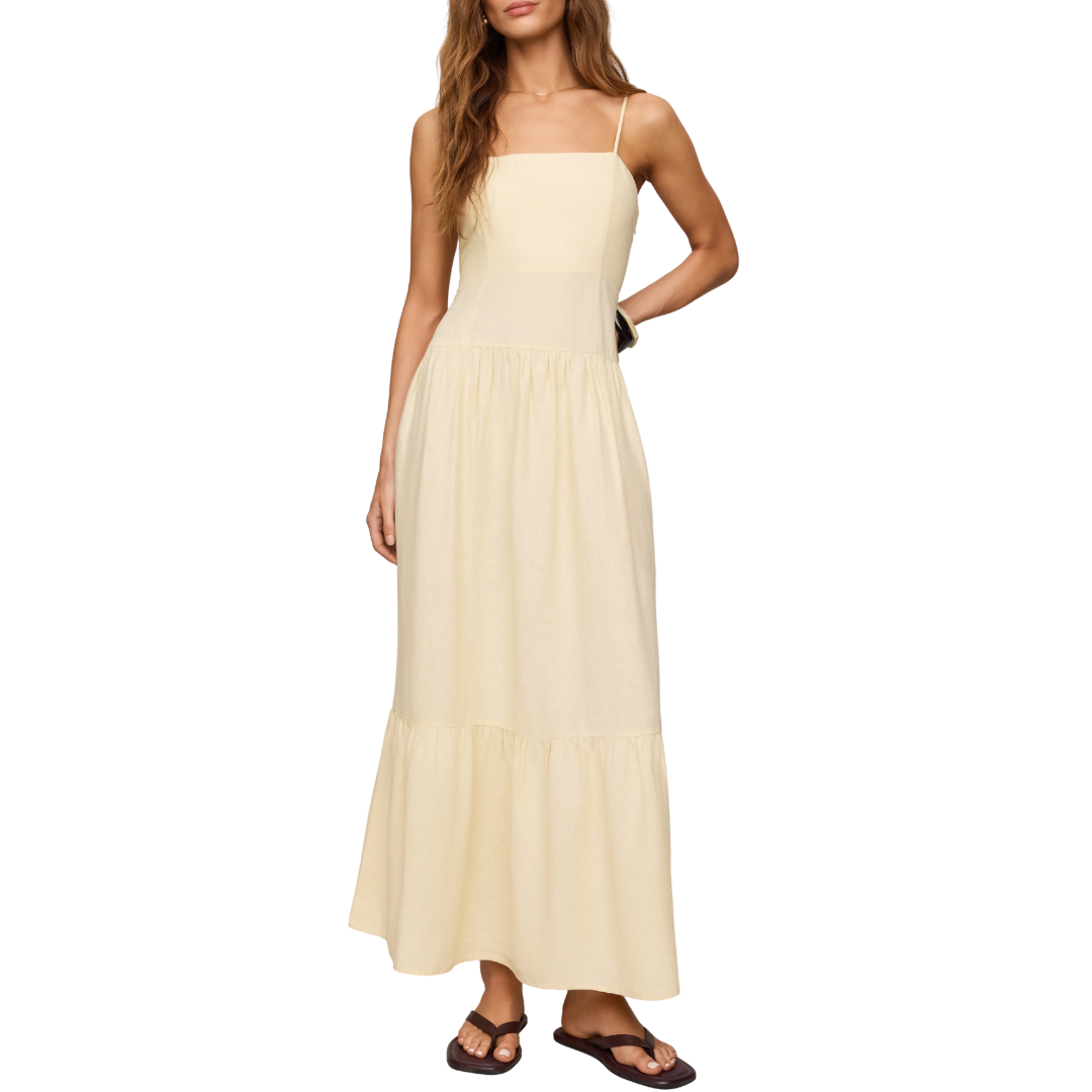 Z Supply Women's Georgie Sleeveless Maxi Dress, Lemon Chiffon