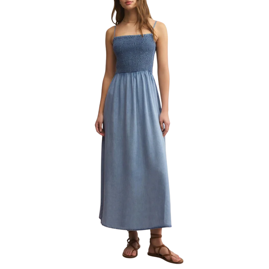 Bayside Chambray Maxi Dress in Medium Chambray