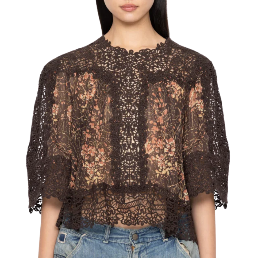 Luisa Print Top in Brown