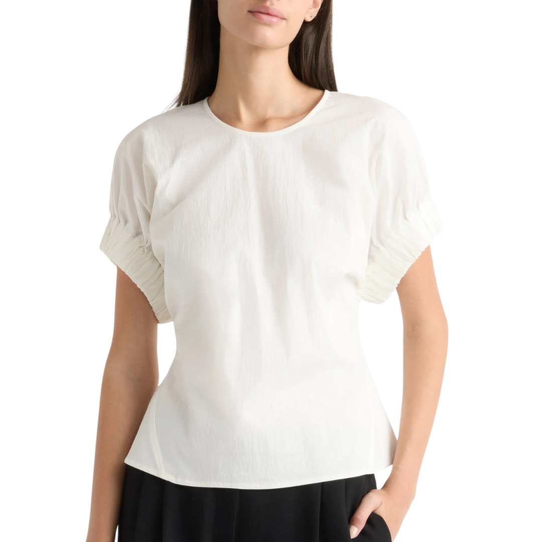 Roxanne Elasticated-Sleeve Blouse in White