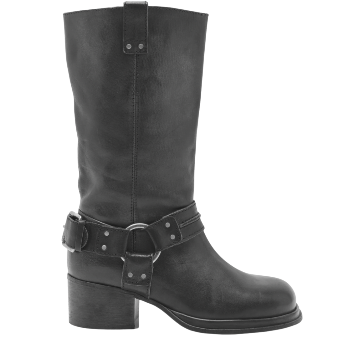 Anok Harness Boot in Black Distressed