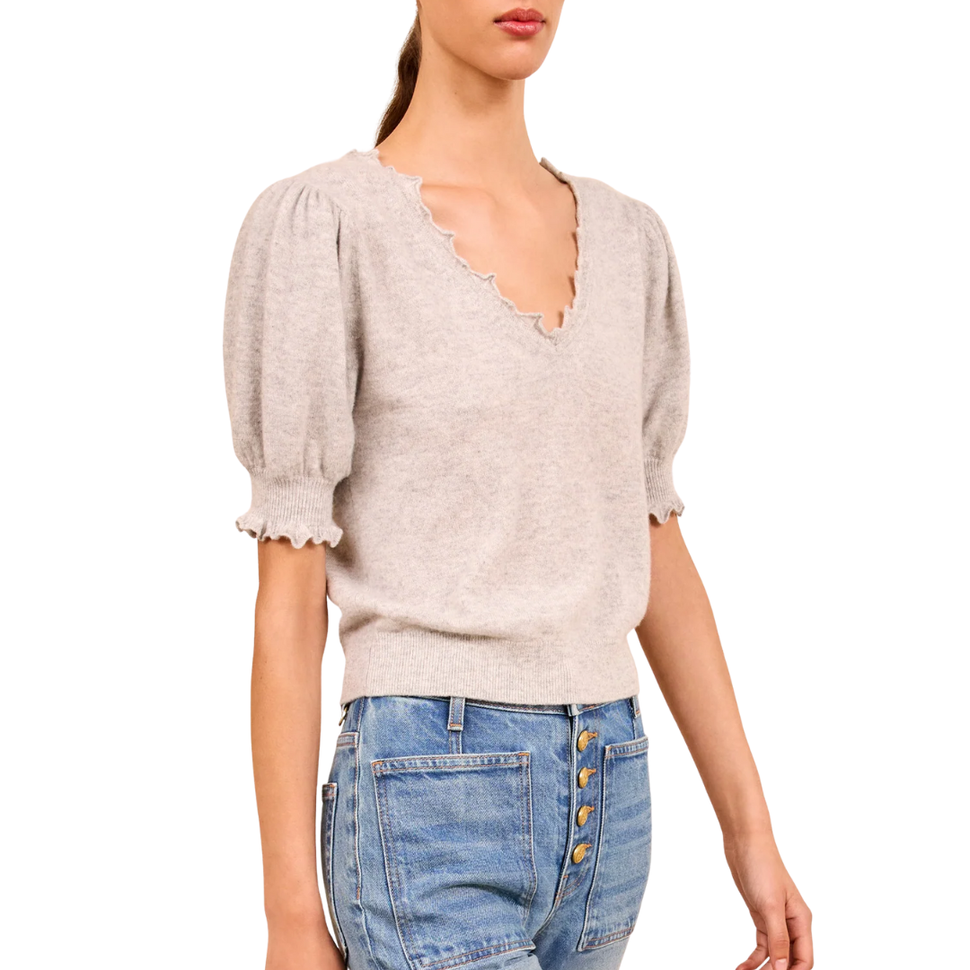 Polline Short Sleeve Top in Pebble