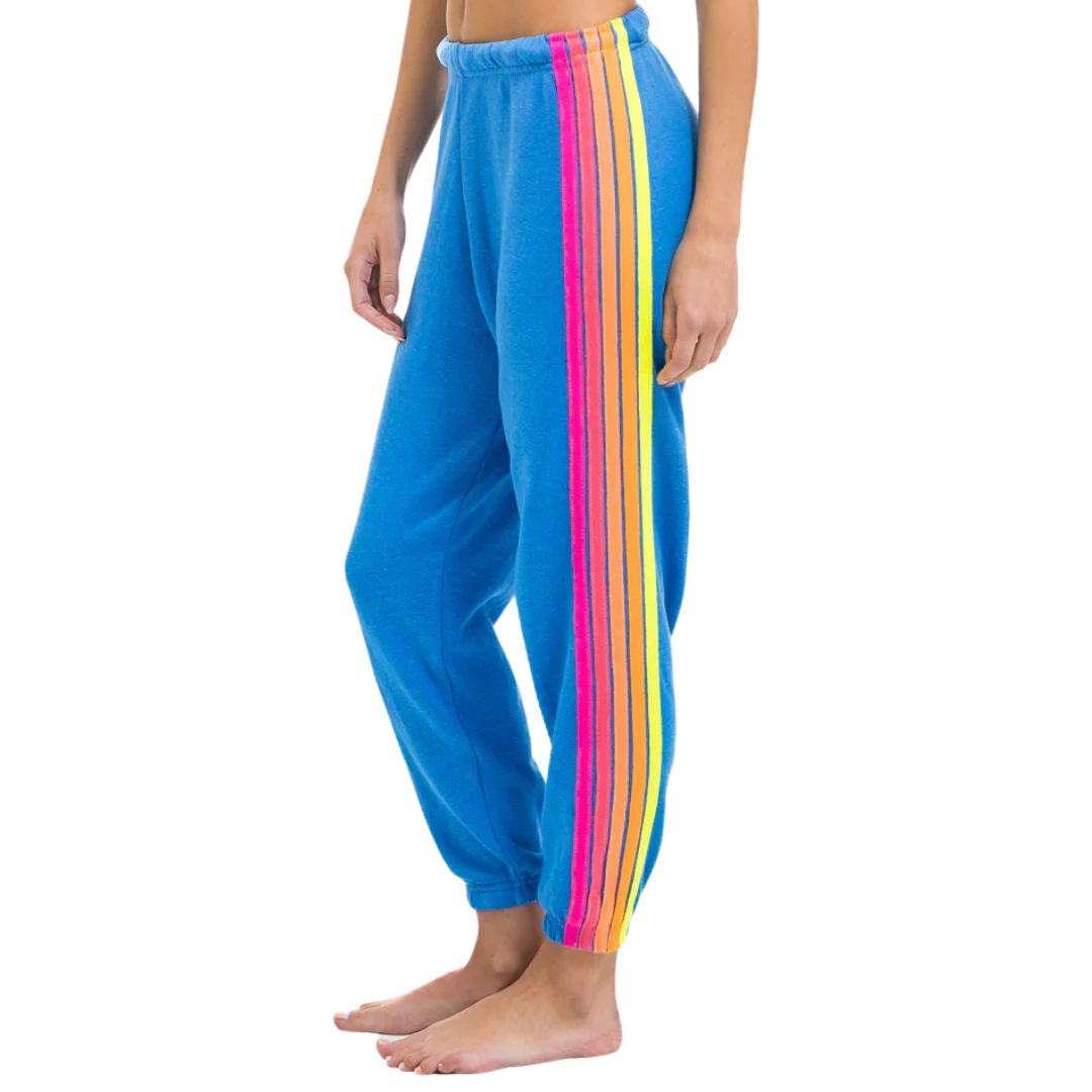 5 Stripe Sweatpants in Cobalt/Neon