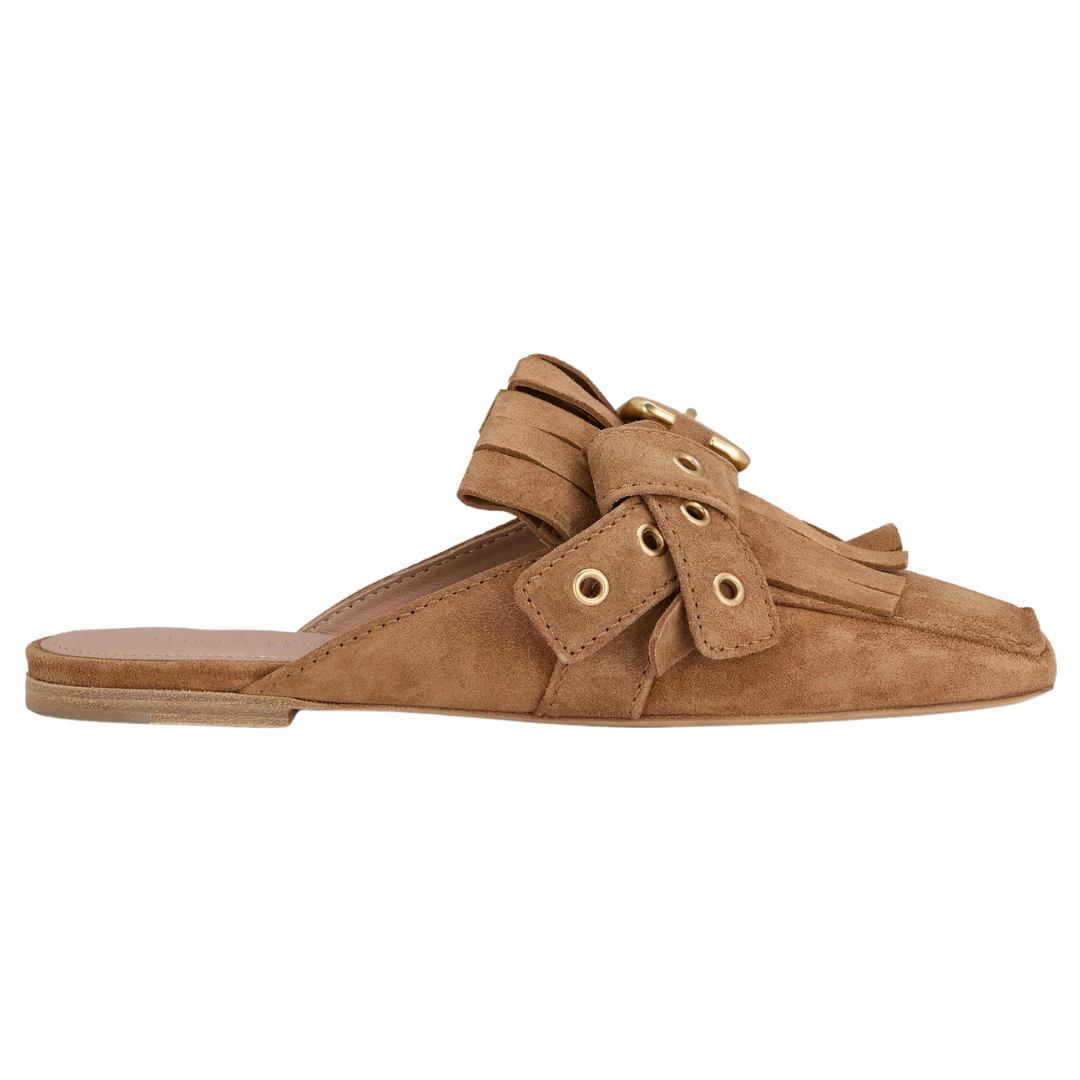 Leila Suede Flat in Golden Brown/Gold