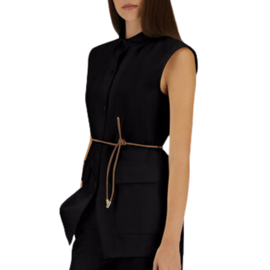 Vest In Dense Rome Stitch Jersey in Black