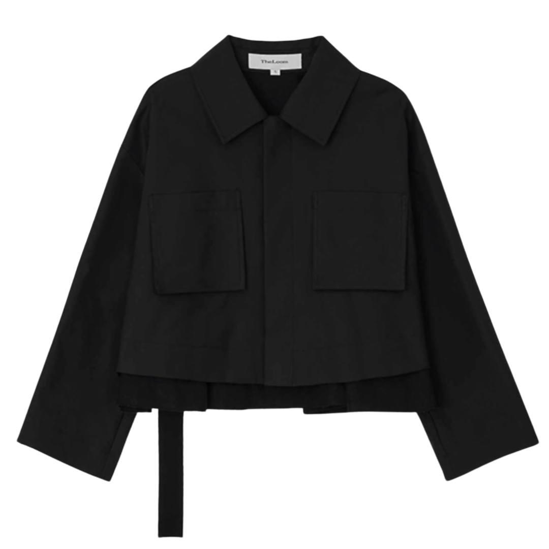 Back Flare Short Coat in Black