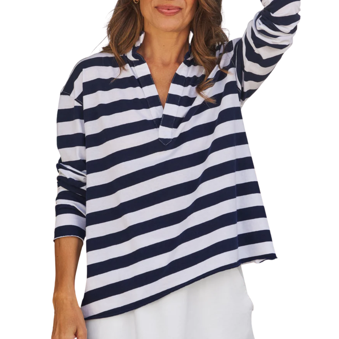 Patrick Popover Henley in Nautical Stripe