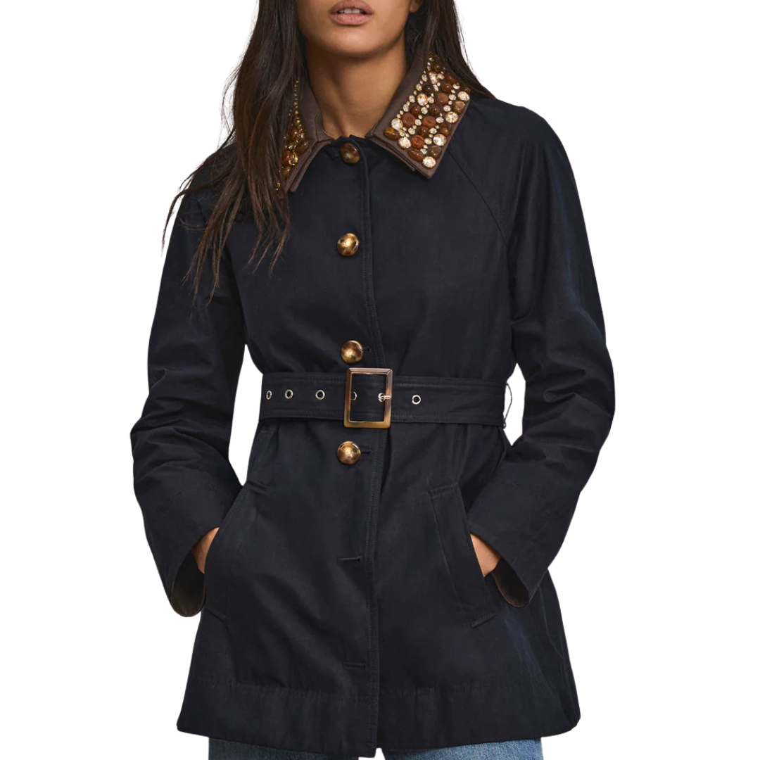 Langham Belted Dickey Coat in Navy
