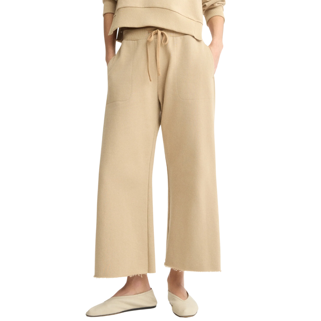 Kane Cropped Wide Sweatpants in Khaki