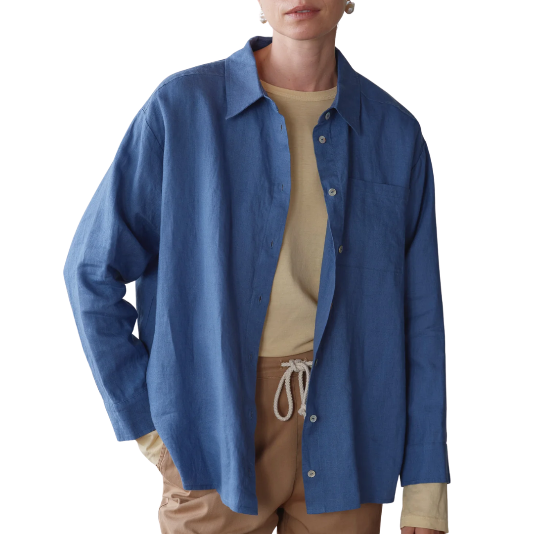 The Linen Relaxed Shirt in Lapis