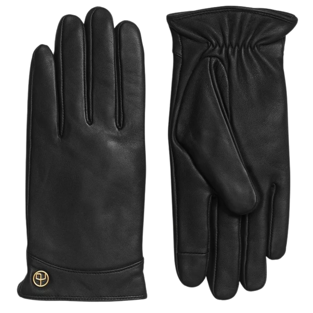 Joni Cashmere-Lined Leather Gloves in Black