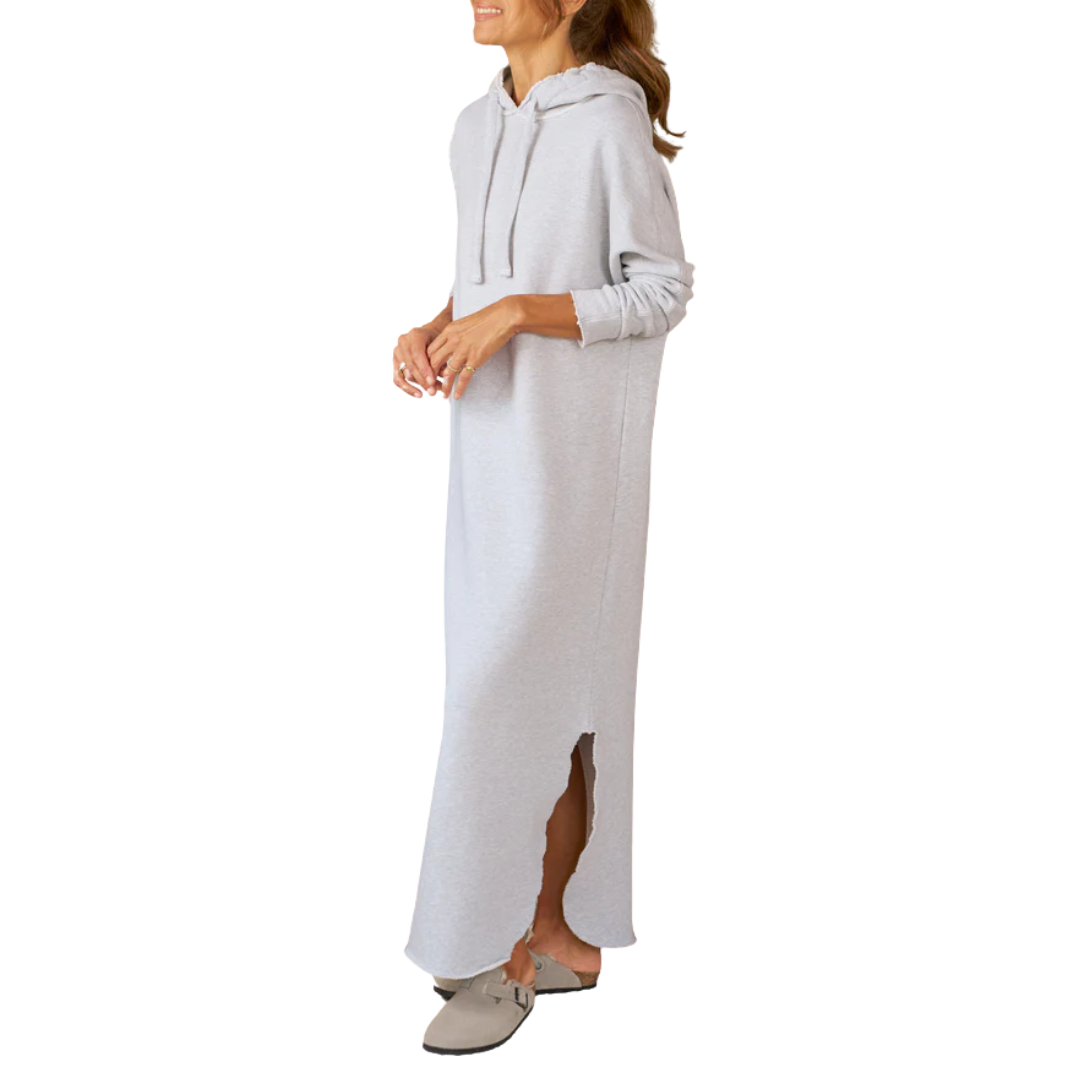 James Hooded Maxi Dress in Grey Melange
