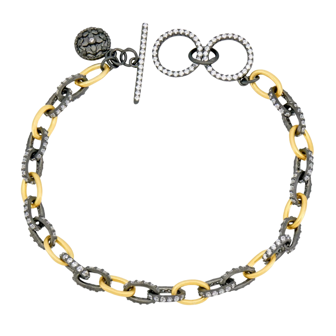 Alternating Chain Link Bracelet in Gold & Black