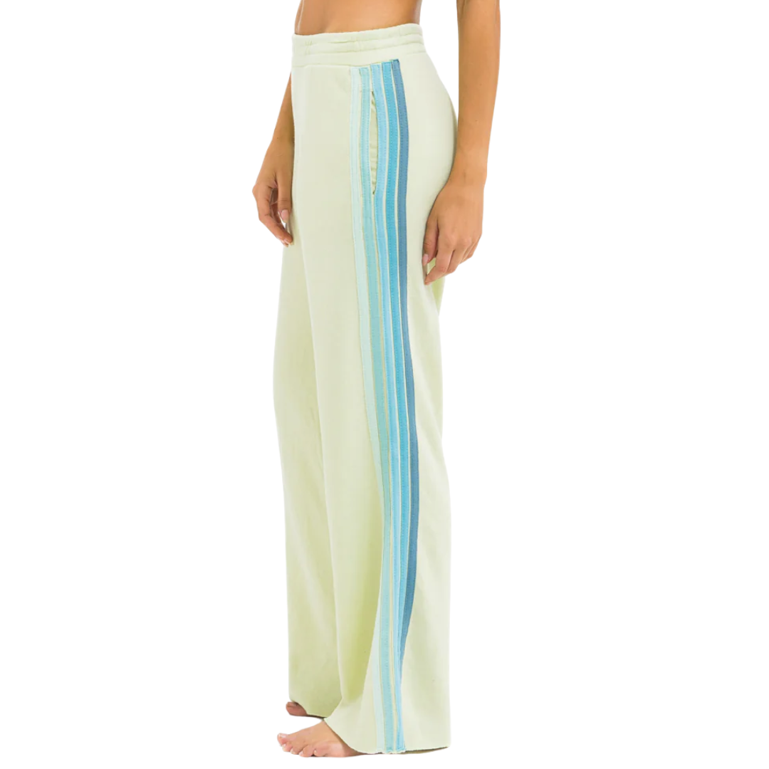 5 Stripe Wide Sweatpants in Lime Cream/Seafoam
