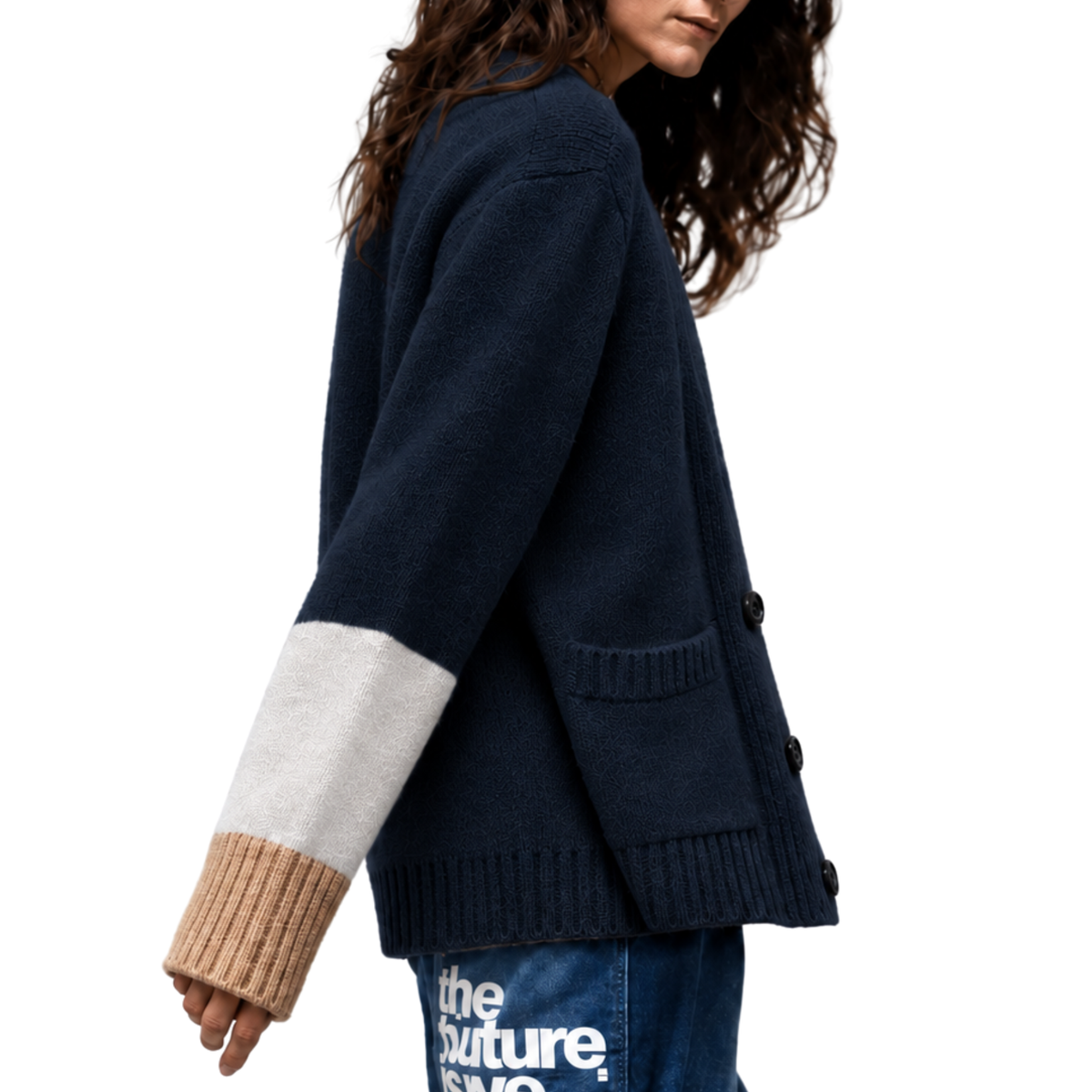 Cashmere Lux Pocket Cardigan in Squids Mixup