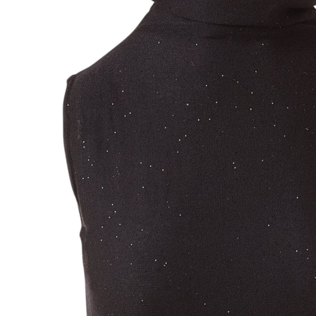 Sequin Sleeveless Funnel in Black