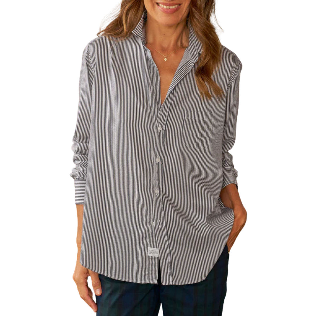 Eileen in Blue, White, Silver Stripe