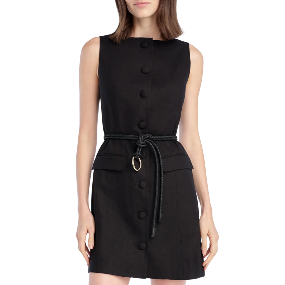 The Cece Linen Dress in Black
