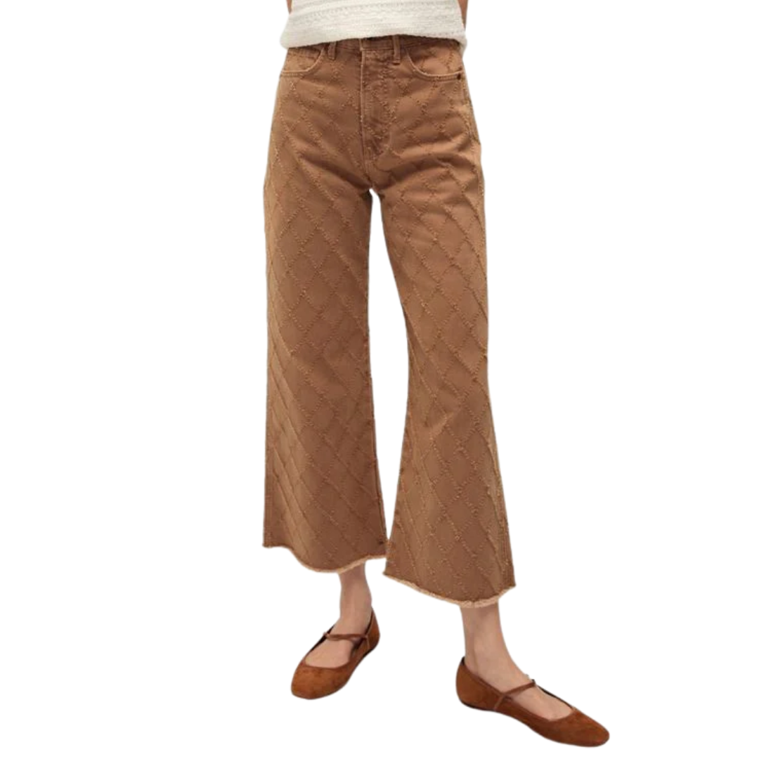Taylor Cropped Wide-Leg Jean in Hazelnut Stone