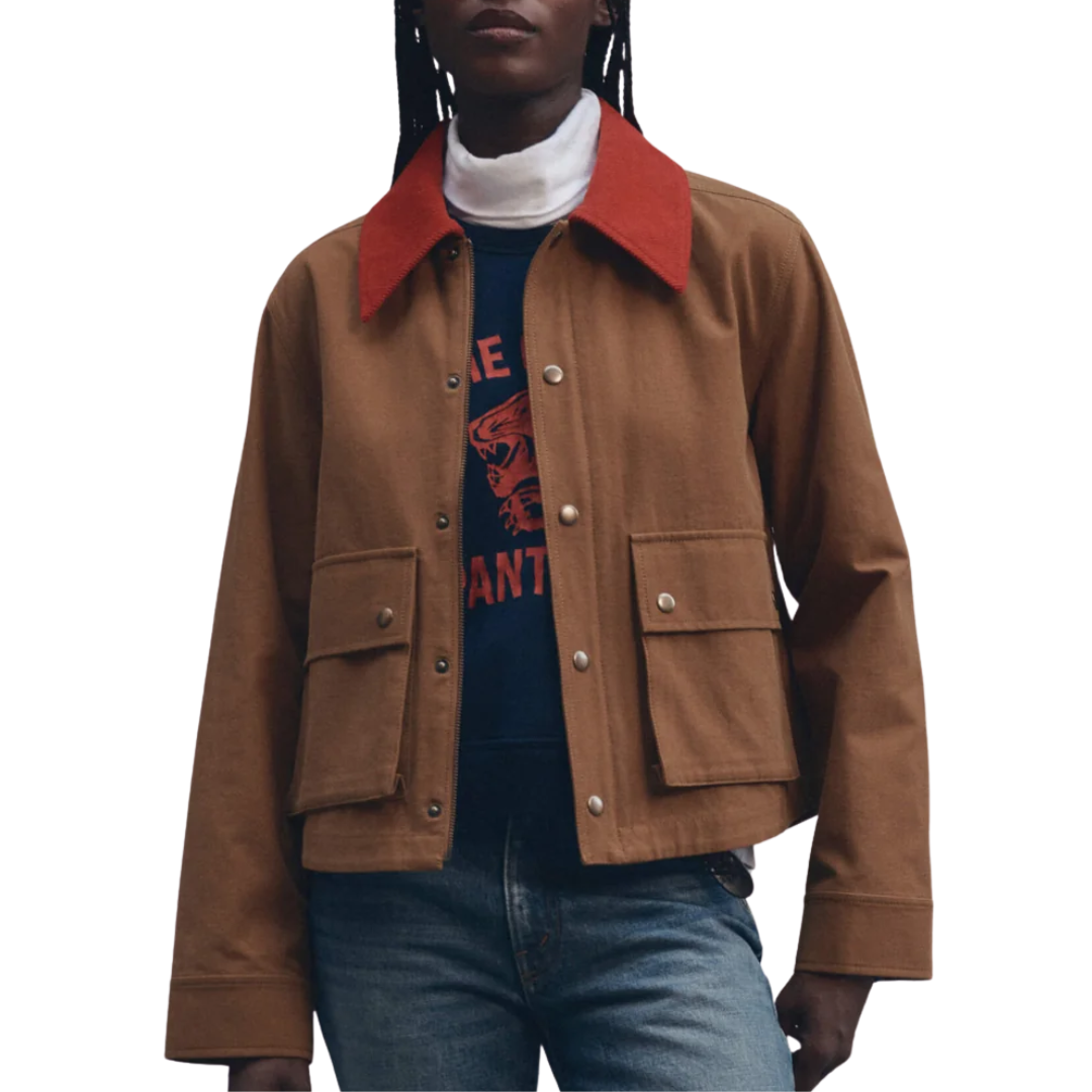 The Swingy Jacket in Rust With Bright Red