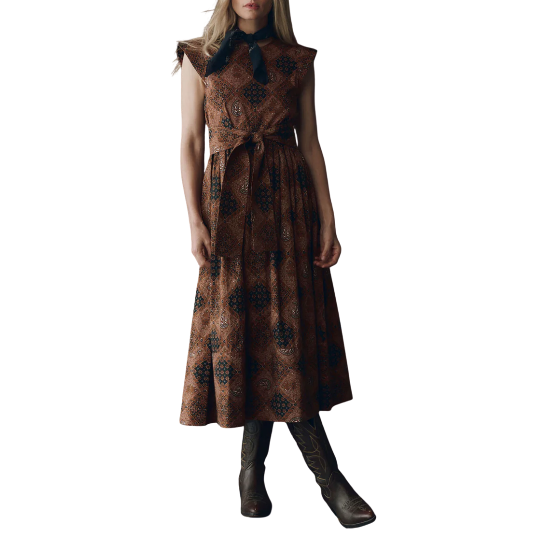 brown bandana print dress Tulsa in Geo quality material size 32 JULMCOMO Summer Dresses for Size:7.5 US Men (6.5 AU/UK)