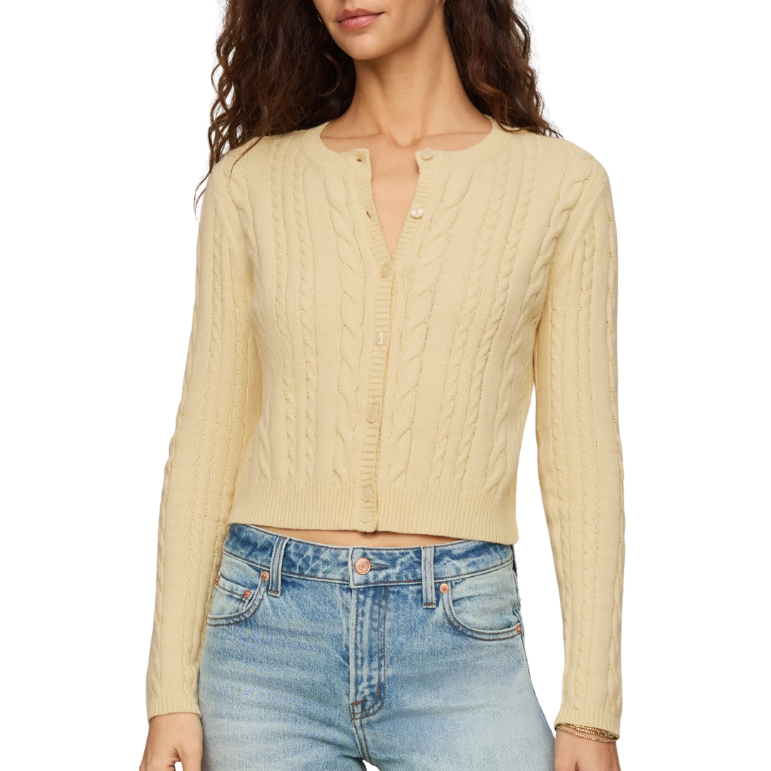 Cera Long Sleeve Cardigan in Lemon Chiffon
