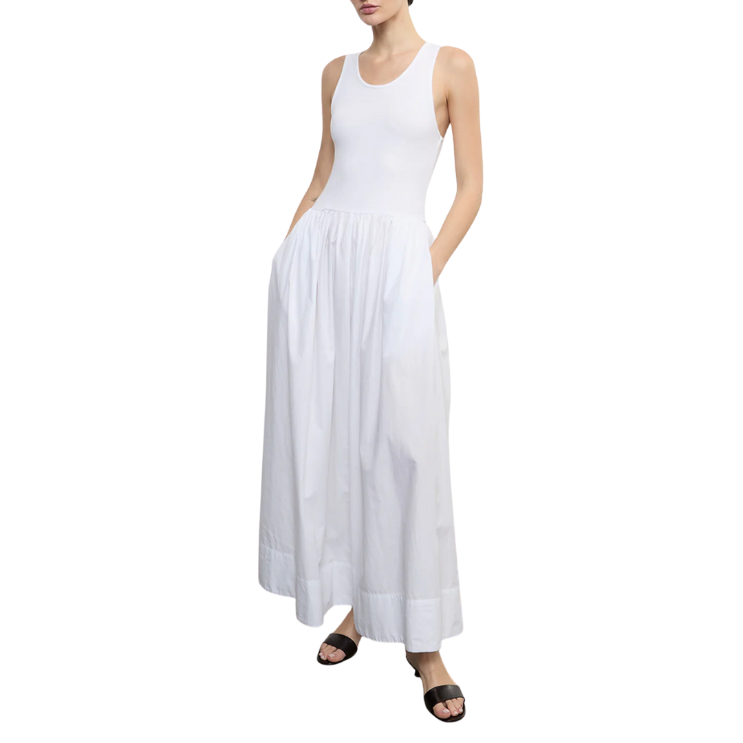 Cotton Resort Tank Dress in White