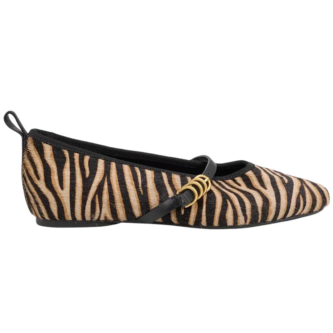 Spire Calf Hair Mary Jane in Cream Zebra Hair Calf