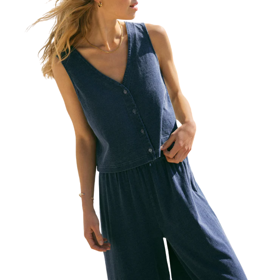 Solace Jersey Denim Top in Indigo
