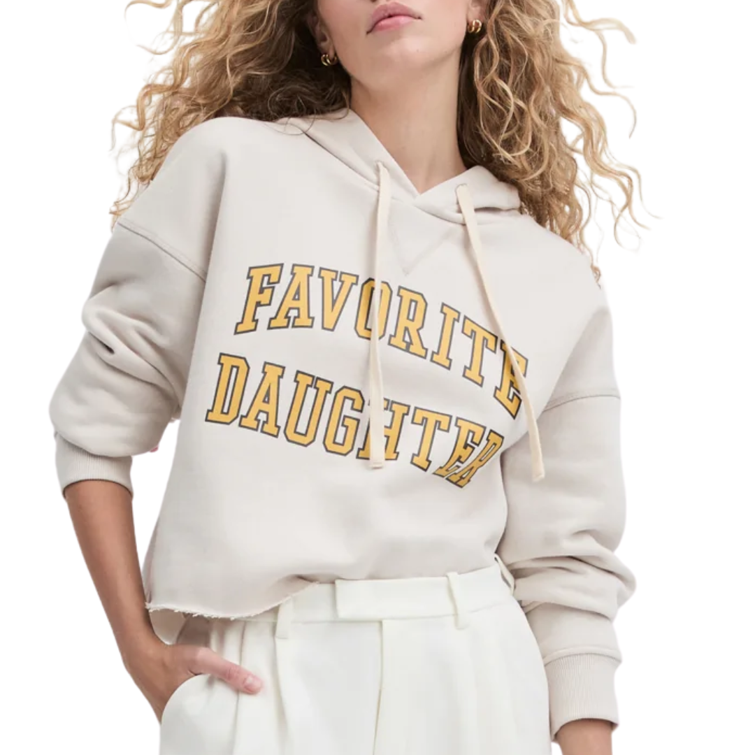 Cropped Collegiate Hoodie in Stone Dijon