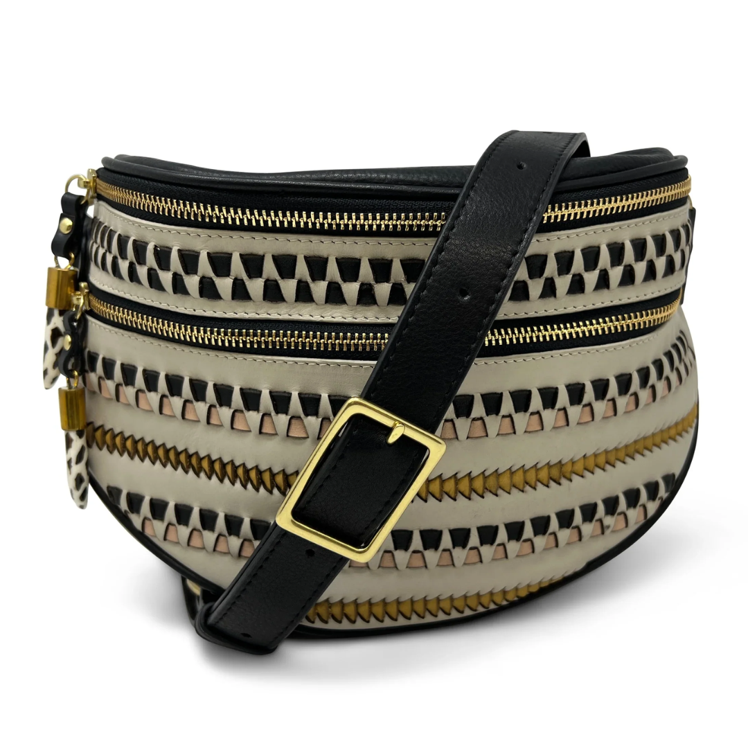Inez Belt Bag in Woven Zig Zag