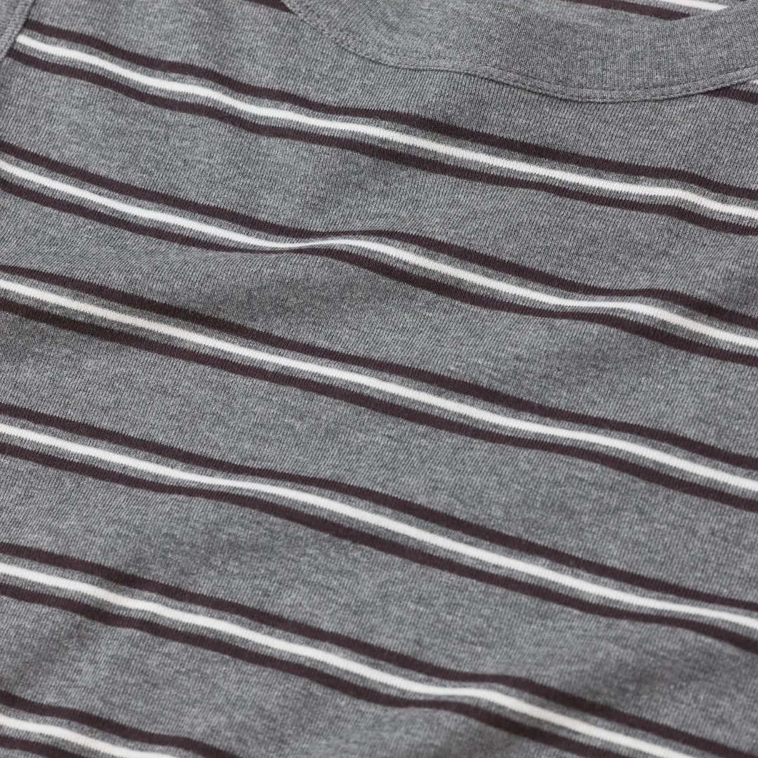 Striped Cap-Sleeve Top in Dark Grey Melange