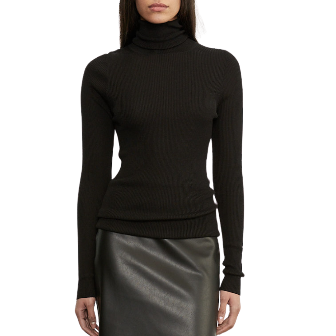 Silk Sweater Turtleneck in Black