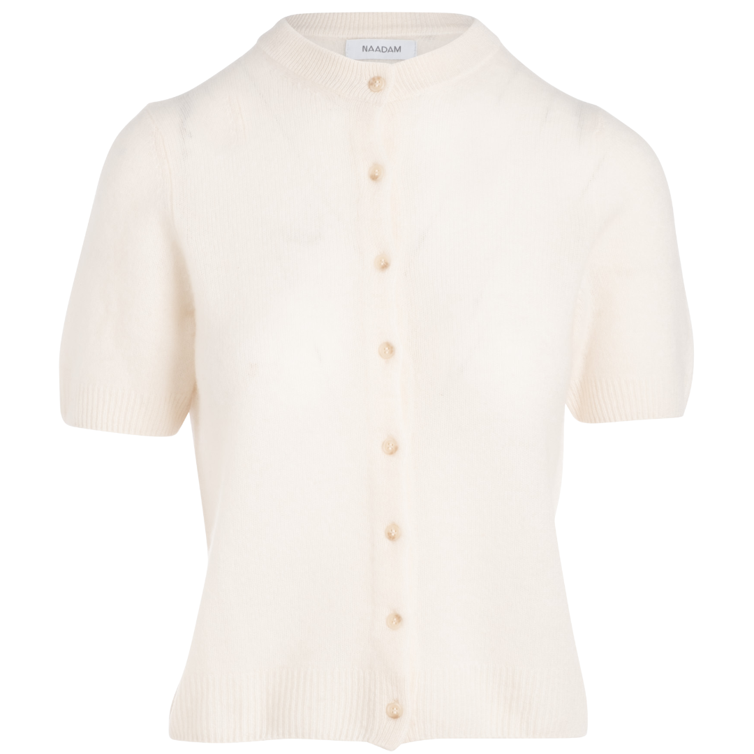 Coastal Cashmere S/S Cardigan in White
