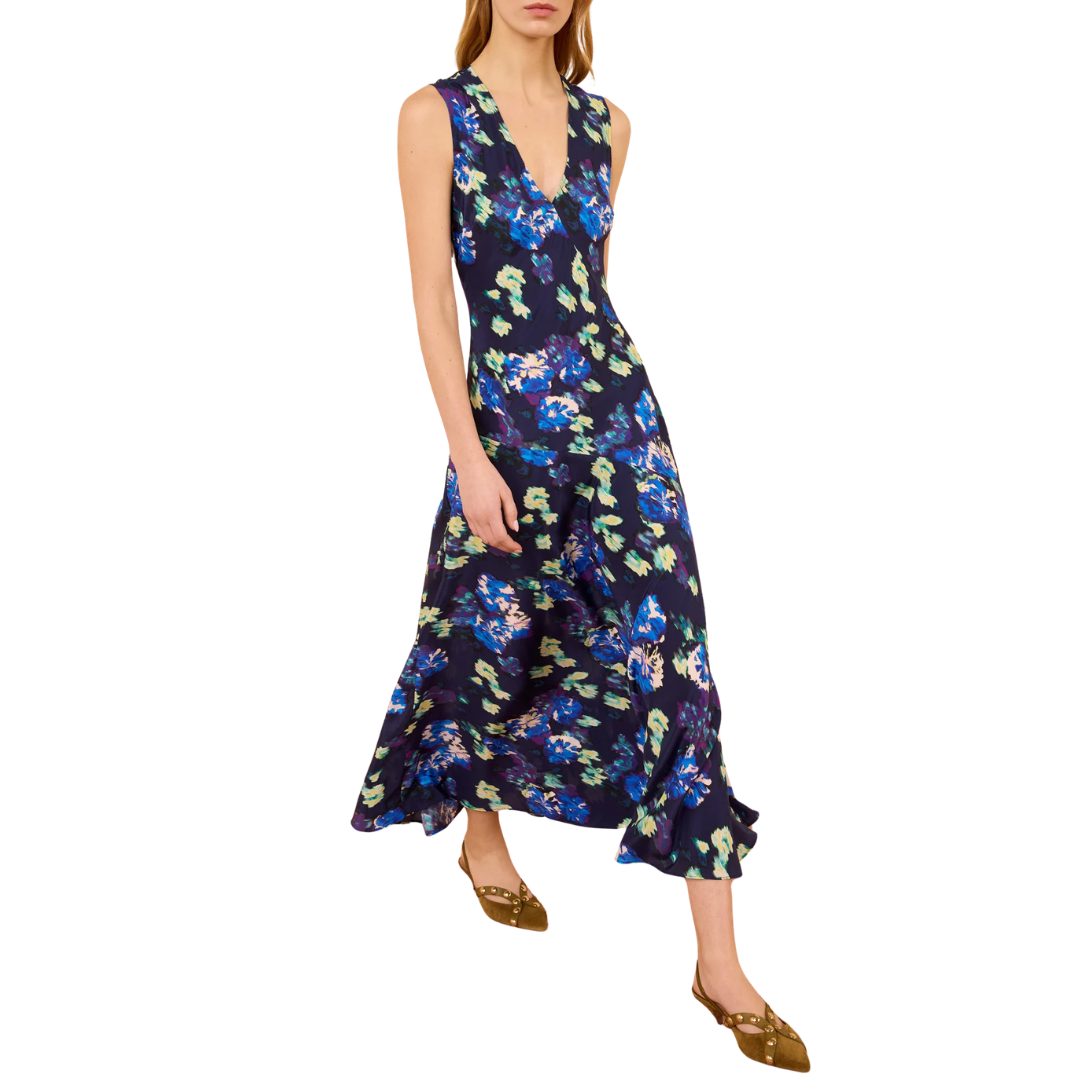 Elowen Silk Dress in Evening Bloom