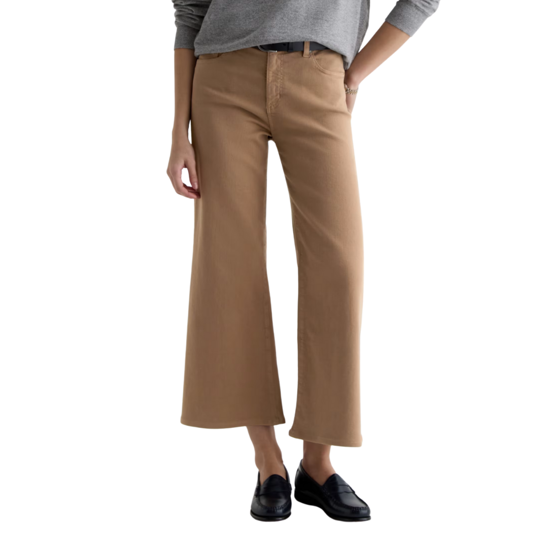 Saige Wide Leg Crop in Melange Stone