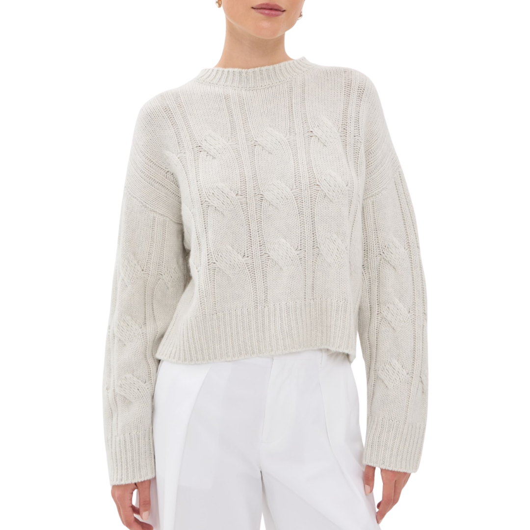 Tristan Cashmere Crewneck Pullover in Blizzard