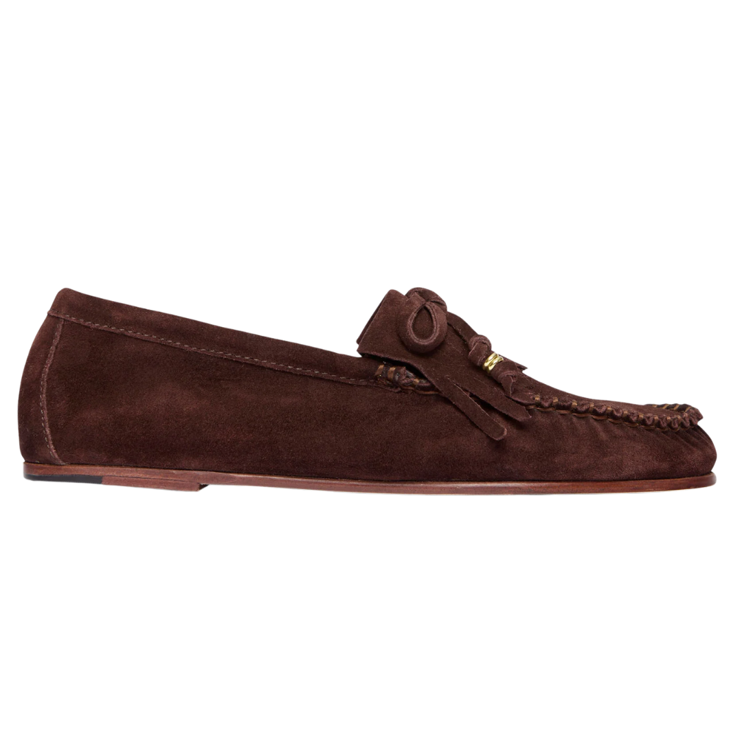 Celeste Fringe Loafer in Coffee Suede
