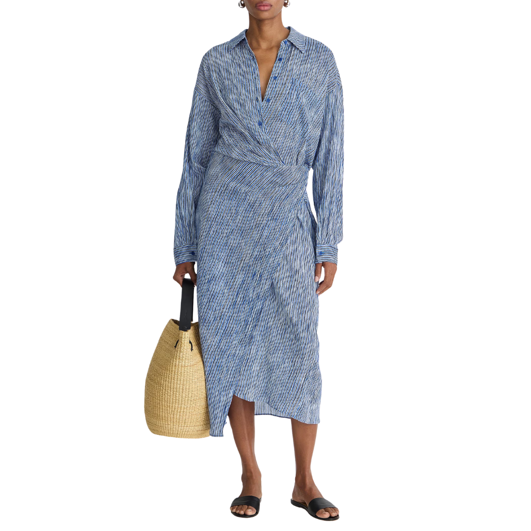 Airy Alexia Wrap Dress in Painted Marseille Stripe