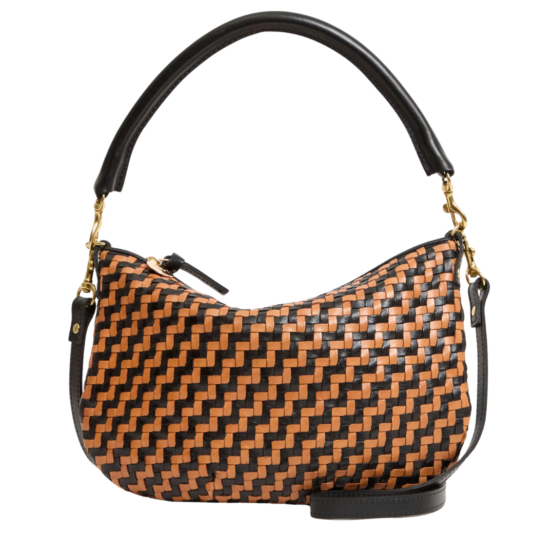 COCO Clare V. Petit Moyen in Black/Natural Woven Zig-Zag