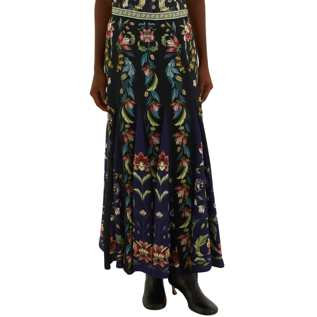 Natalia Pleated Maxi Skirt in Black