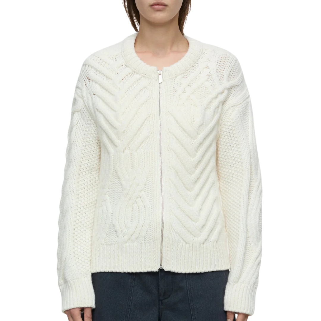 Crew Zip Cardigan in Ivory