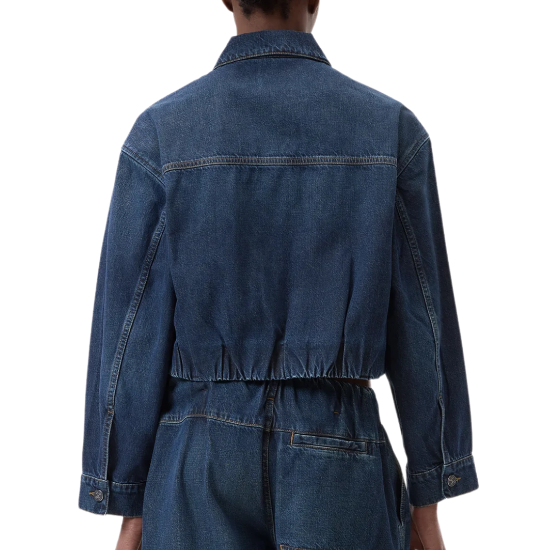 Folded Hem Jacket in Dark Blue