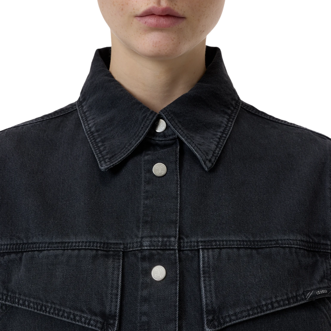 Short Denim Dress in Dark Grey