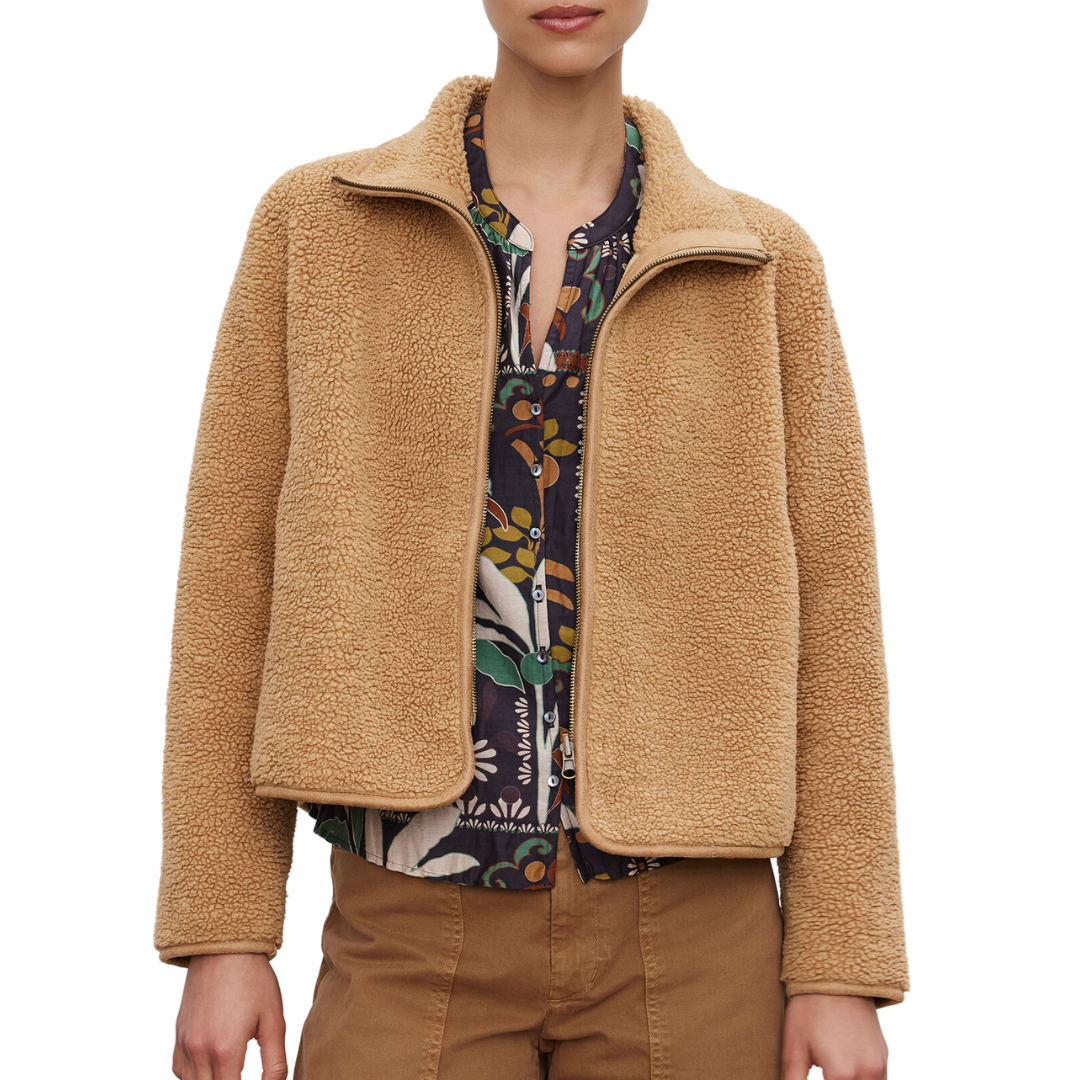 Reba Reversible Sherpa Jacket in Tan