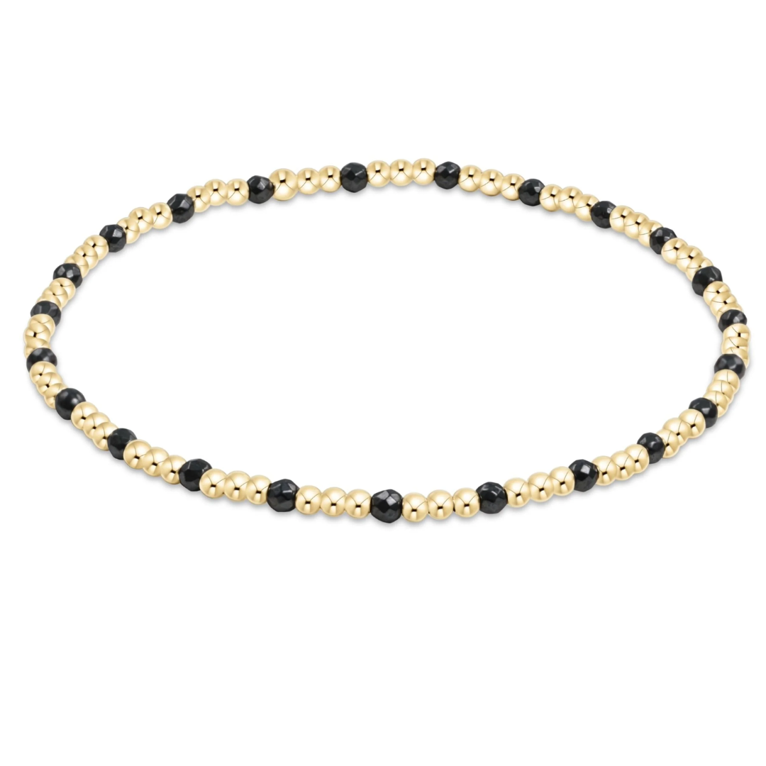 Gemstone Gold Sincerity Pattern 2mm Bead Bracelet in Faceted Hematite