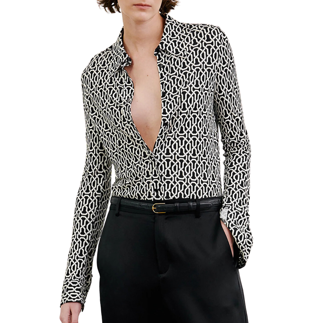 Celestine Shirt in Art Deco Black/Ivory