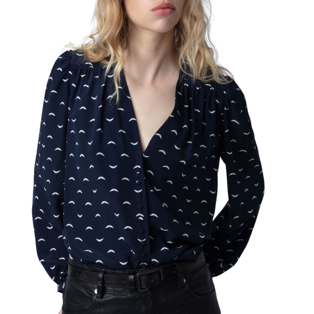 Turin Silk Blouse in Marine