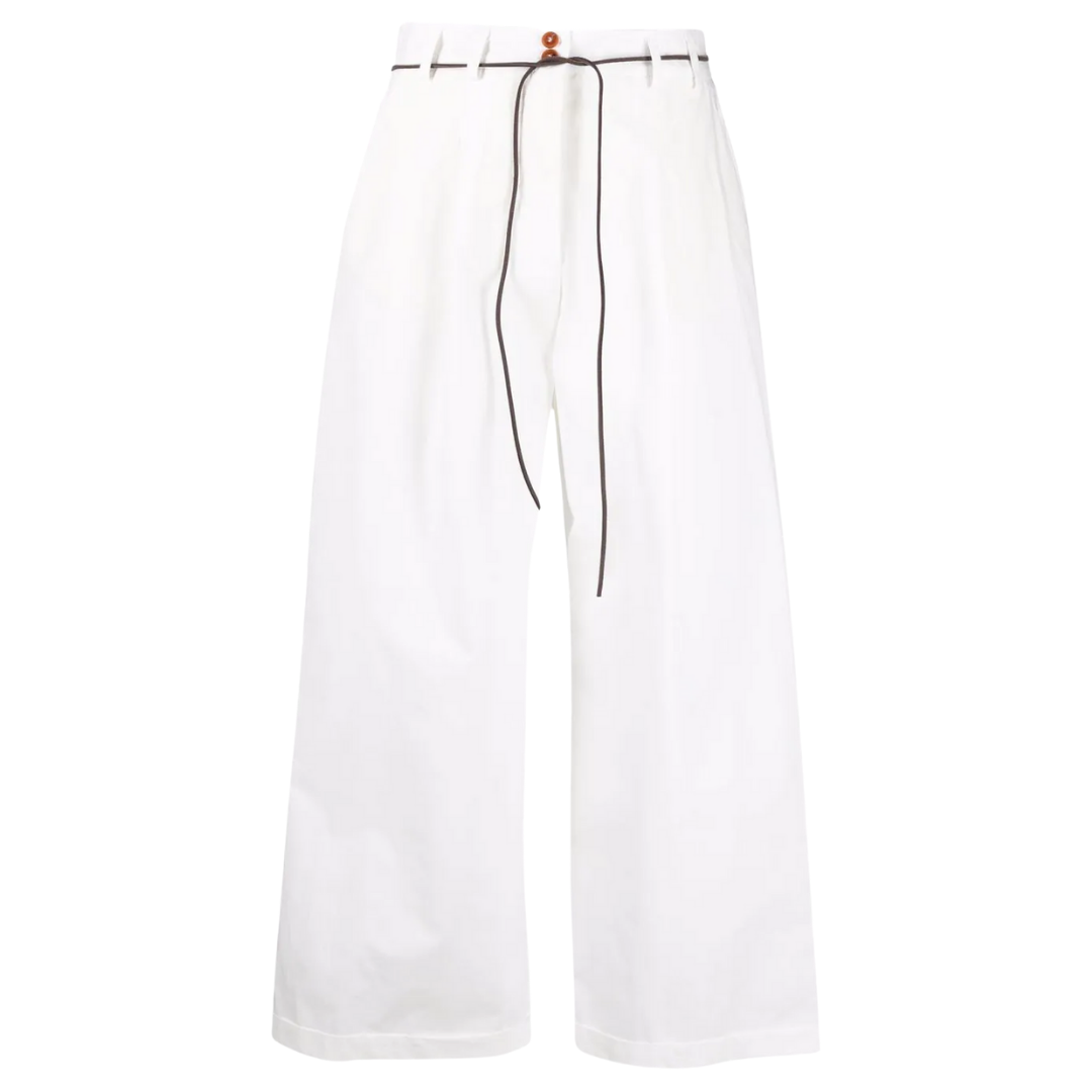 Wide Pleat Trousers in White